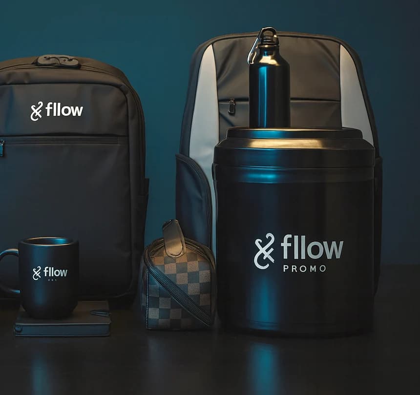 Kit corporativo Fllow com mochila, garrafa térmica e acessórios personalizados
