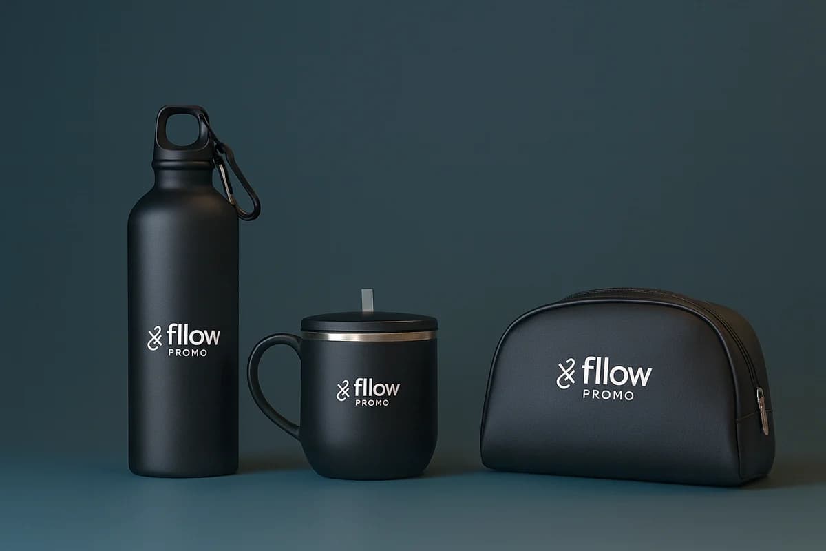 Garrafa térmica, caneca e necessaire personalizadas para campanha corporativa